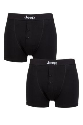 Mens 2 Pack Jeep Cotton Plain Fitted Button Front Trunk Boxer Shorts