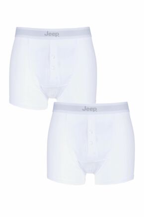 Mens 2 Pack Jeep Cotton Plain Fitted Button Front Trunk Boxer Shorts