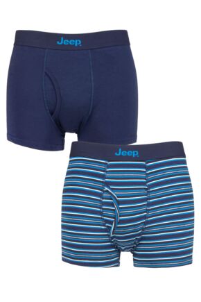 Mens 2 Pack Jeep Plain and Striped Cotton Keyhole Trunks