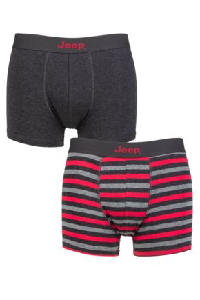 Mens 2 Pack Jeep Plain and Striped Fitted Trunks