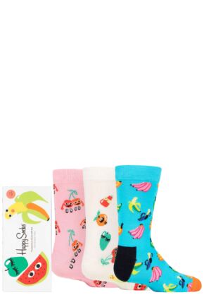 Kids 3 Pair Happy Socks Fruit Socks Gift Set