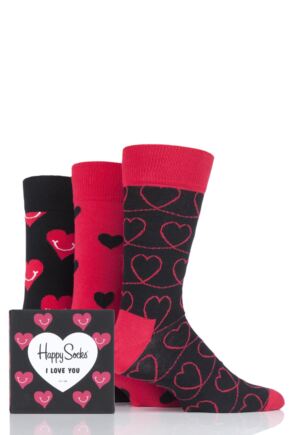 Mens and Ladies 3 Pair Happy Socks I Love You Gift Box
