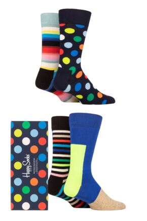 Happy Socks 4 Pair New Classic Gift Boxed Socks