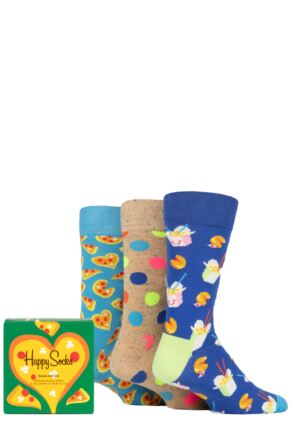 Happy Socks 3 Pair Pizza Love Gift Boxed Socks