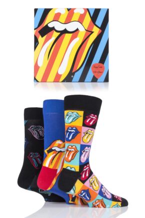 3 Pair Rolling Stones Cotton Gift Boxed Socks Unisex - Happy Socks