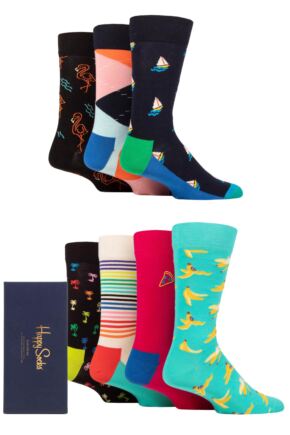 Mens and Ladies 7 Pair Happy Socks Gift Boxed 7 Days Socks