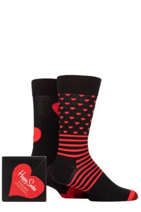 Mens and Ladies 2 Pair Happy Socks I Heart you Gift Boxed Socks