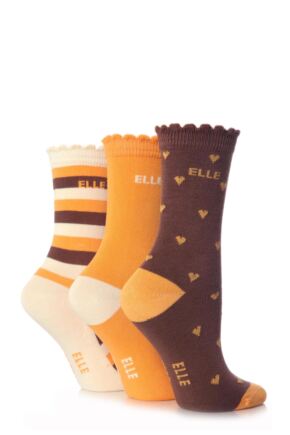 Girls 3 Pair Young Elle Patterned Cotton Socks