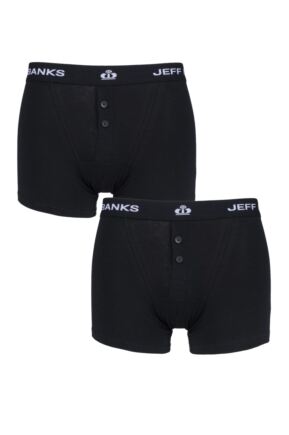 Mens 2 Pack Jeff Banks Plymouth Button Cotton Boxer Shorts