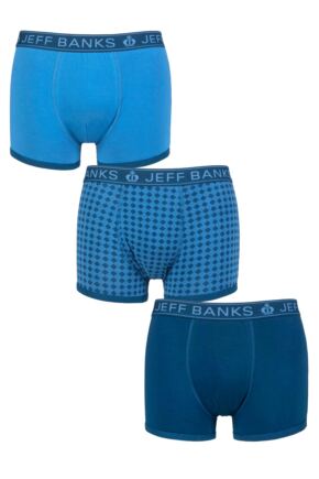 Mens 3 Pack Jeff Banks Plain and Patterned Cotton Trunks
