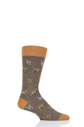 1 Pair Serengeti All Over Animals Cotton Socks Men's - Scott Nichol