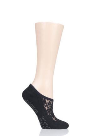 Ladies 1 Pair Tavi Noir Maddie Organic Cotton Sheer Top Yoga Socks with Grip