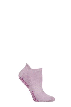 Ladies 1 Pair Tavi Noir Savvy Organic Cotton Low Rise Yoga Socks with Grip Lilac S