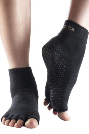 ToeSox Half Toe Organic Cotton Ankle Yoga Socks In Black