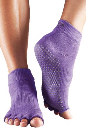 ToeSox Half Toe Organic Cotton Ankle Yoga Socks In Light Purple