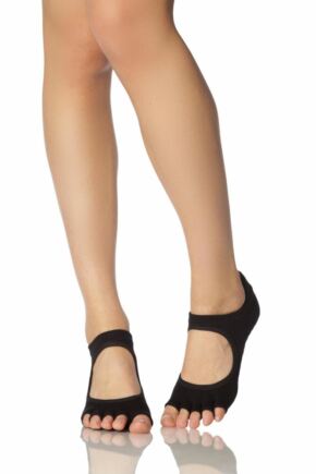 Ladies 1 Pair ToeSox Bella Half Toe Organic Cotton Open Front Yoga Socks