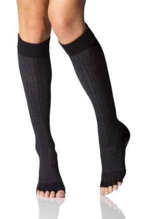 Ladies 1 Pair ToeSox Scrunch Half Toe Organic Cotton Knee High Socks