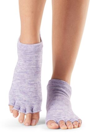 Mens and Ladies 1 Pair ToeSox Half Toe Organic Cotton Low Rise Yoga Socks Heather Purple M