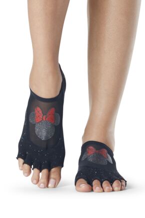 Ladies 1 Pair ToeSox Disney Half Toe Confetti Minnie Socks