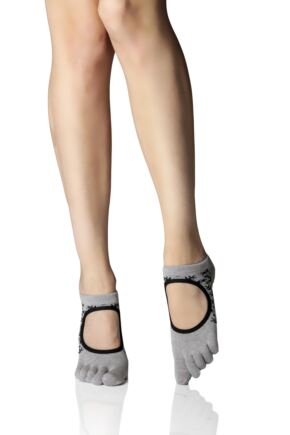 Ladies 1 Pair ToeSox Bellarina Full Toe Organic Cotton Open Front Yoga Socks