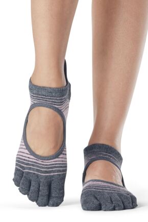 Ladies 1 Pair ToeSox Bellarina Full Toe Organic Cotton Open Front Yoga Socks