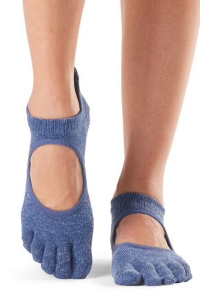 Ladies 1 Pair ToeSox Bellarina Full Toe Organic Cotton Open Front Yoga Socks