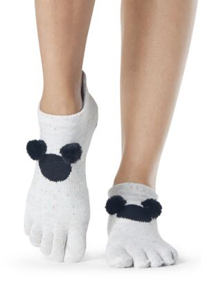 Ladies 1 Pair ToeSox Disney Full Toe PomPom Mickey Low Rise Socks