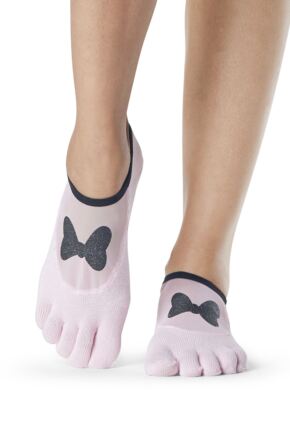 Ladies 1 Pair ToeSox Disney Full Toe Minnie Mesh Socks with Bow