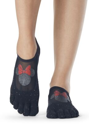 Ladies 1 Pair ToeSox Disney Full Toe Confetti Minnie Mesh Socks
