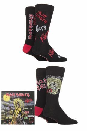 Iron Maiden 4 Pair Exclusive to SOCKSHOP Gift Boxed Cotton Socks Black 4-8 Ladies