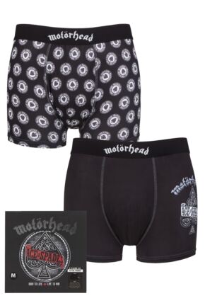 Motorhead 2 Pack Exclusive to SOCKSHOP Gift Boxed Boxer Shorts Black Small