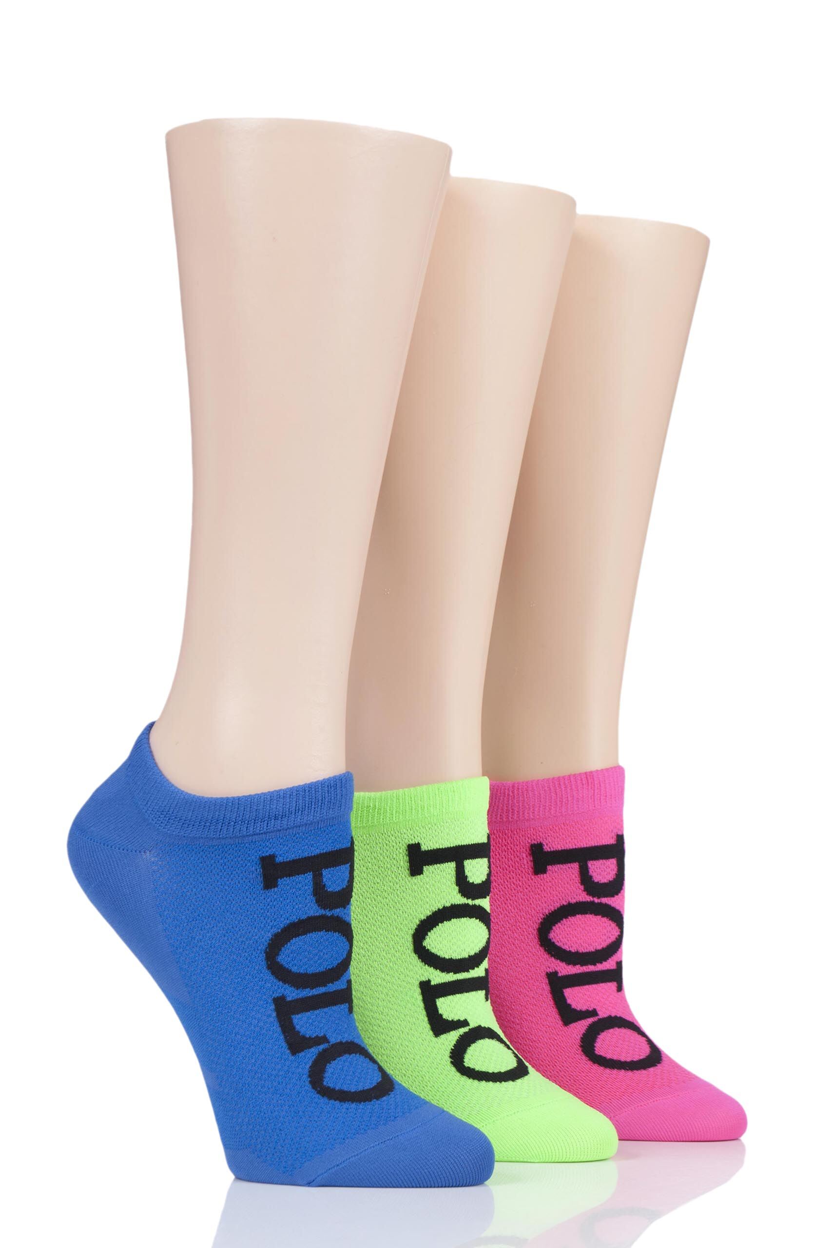 Image of 3 Pair Blue High-Cut Liner Socks Ladies One Size - Ralph Lauren