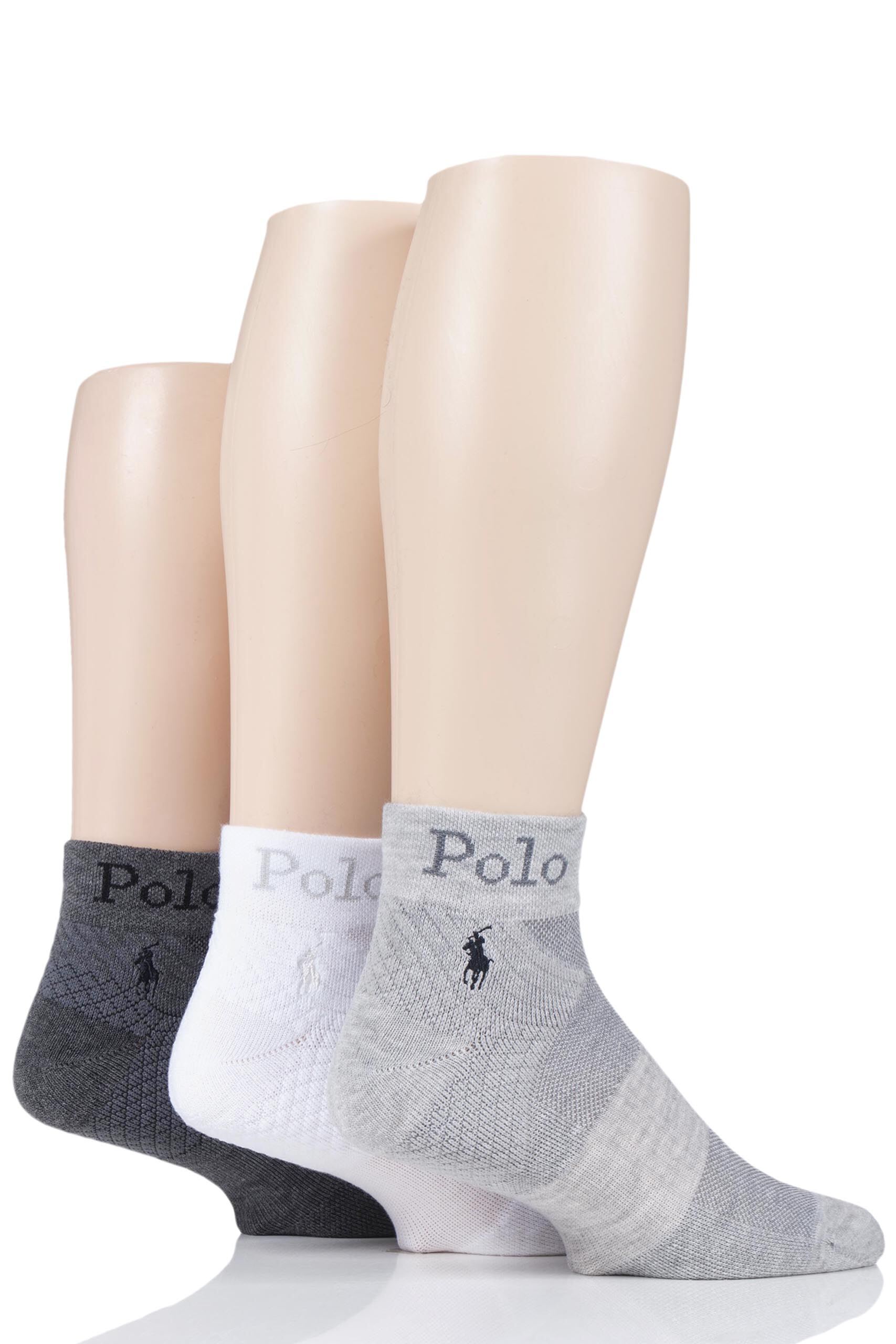 Image of 3 Pair Assorted Anklet Socks Ladies One Size - Ralph Lauren