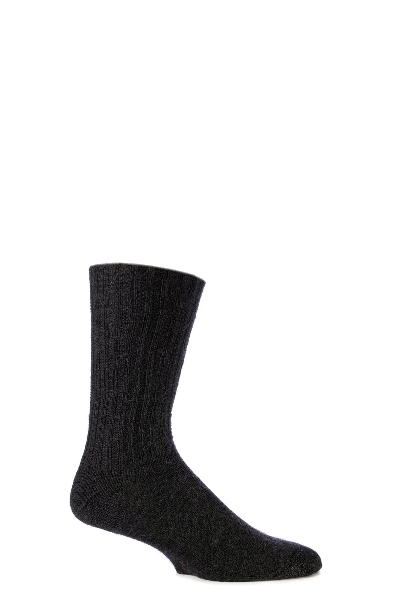 Image of 1 Pair Black of London Mohair Ribbed Socks With Cushioning Unisex 4-7 Unisex - SOCKSHOP of London