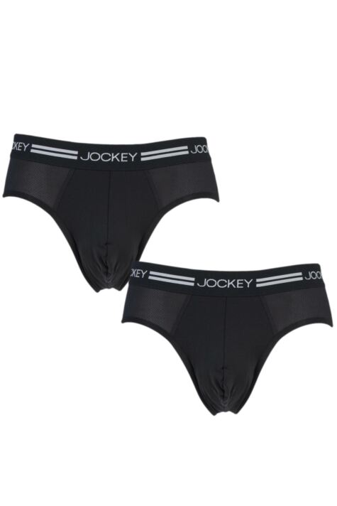 Mens 2 Pack Jockey Sport Microfiber Sports Briefs with Mesh Inserts
