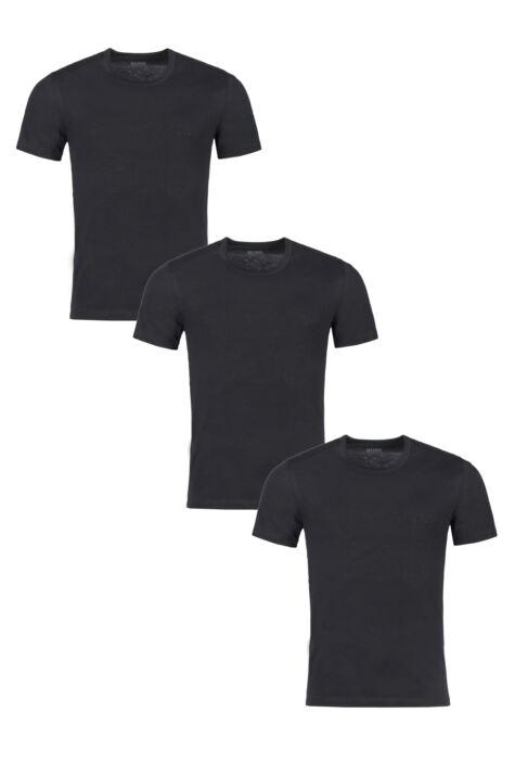 Mens 3 Pack BOSS Plain Cotton Stretch Round Neck T Shirts from SOCKSHOP