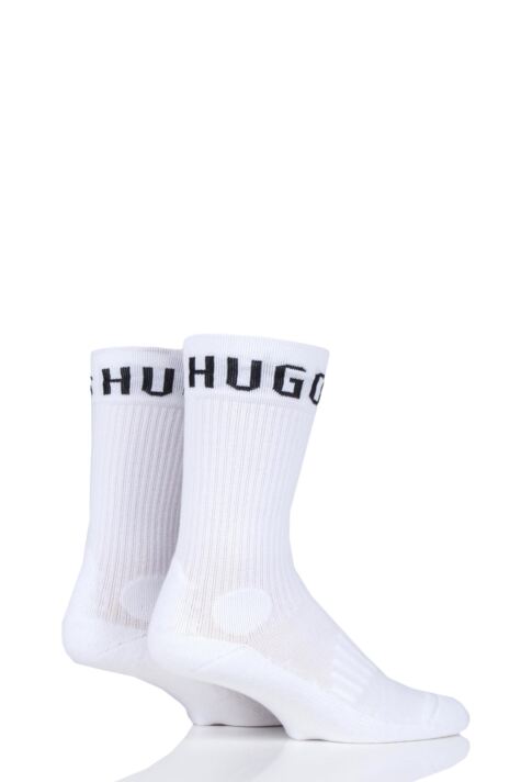 Mens 2 Pair Hugo Boss Plain Cotton Sports Crew Socks