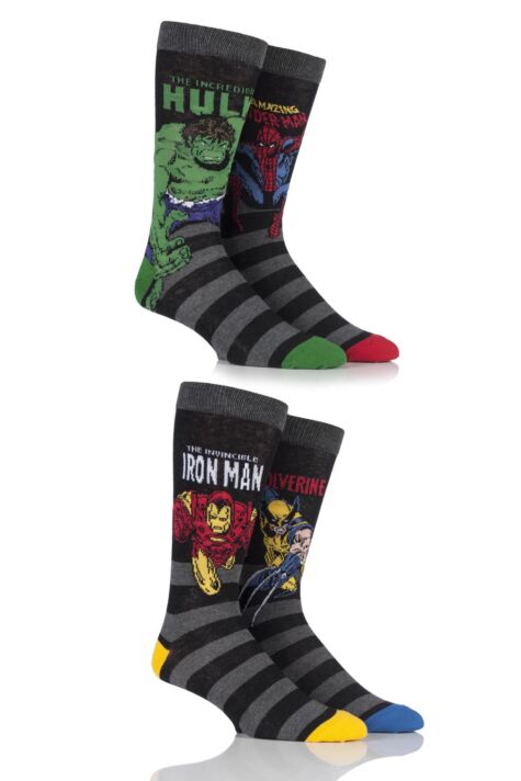 SOCKSHOP MARVEL COMICS MIX HULK, SPIDER-MAN, IRON MAN AND WOLVERINE SOCKS