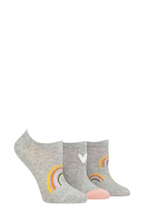 Ladies 3 Pair Caroline Gardner Patterned Cotton Trainer Socks from SockShop