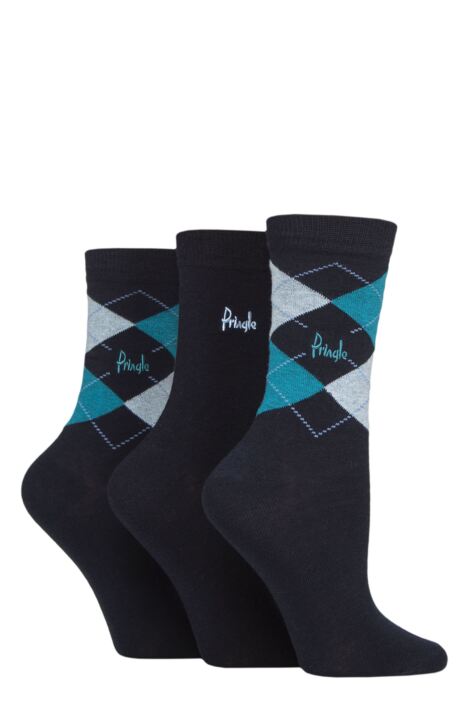 3 Pair Louise Argyle Cotton Socks