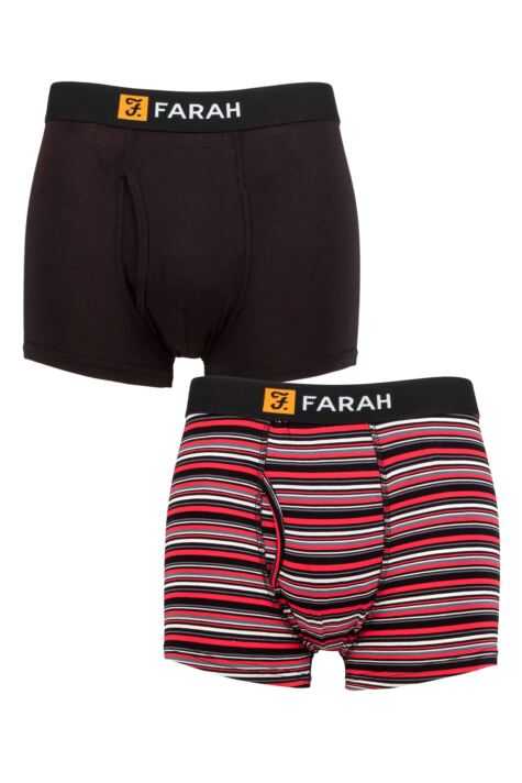 Mens 2 Pack Farah Classic Striped and Plain Bamboo Keyhole Trunks from SockShop