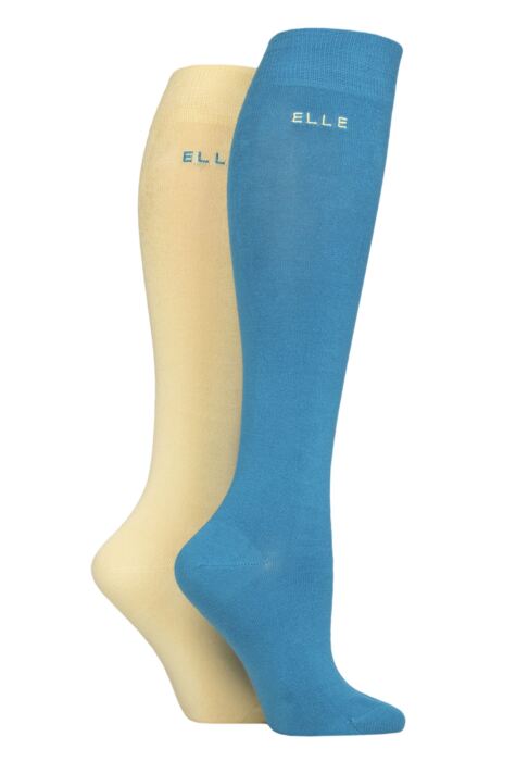 2-Pair Pack Women's Over The Knee Socks - Soft Bamboo, Plain Black, Long Socks By Elle