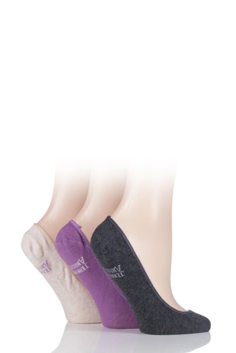 Ladies 3 Pair Jennifer Anderton Contrast Heel and Toe Cotton Invisible Socks 