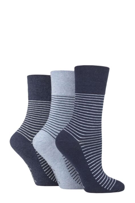 Pack De 6 Pares De Calcetines Gentle Grip Para Mujer - Algodón, Estampados Florales Y Rayas, Tallas 4-8, Sujeción Suave