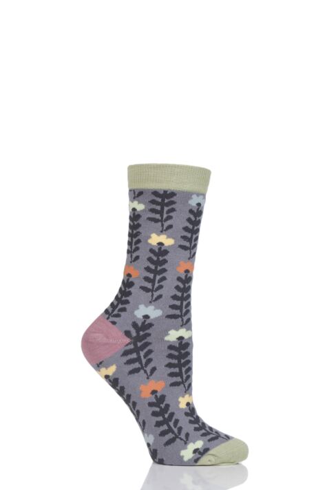 LADIES 1 PAIR THOUGHT LORE FLORAL BAMBOO AND ORGANIC COTTON SOCKS