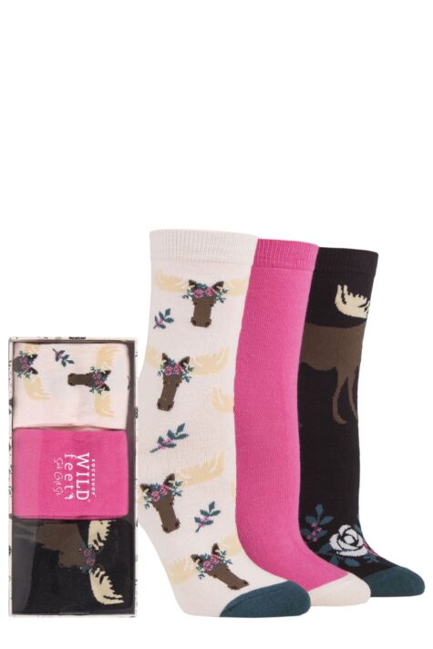 Ladies 3 Pair SockShop Wild Feet Gift Boxed Nutcracker Cotton Socks
