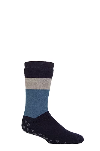 Mens 1 Pair SOCKSHOP Heat Holders IOMI FootNurse Raynaud's 3.1 TOG Striped Thermal Slipper Socks