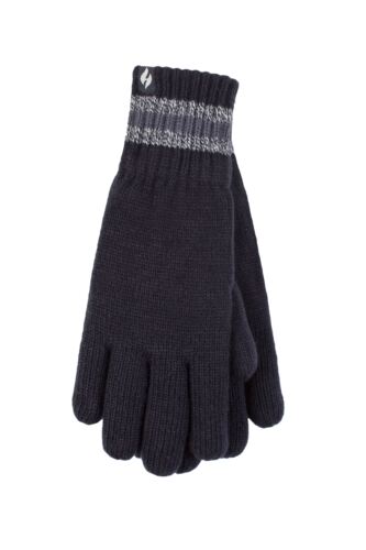 Mens 1 Pack SOCKSHOP Heat Holders Cedar Stripe Cuff Gloves