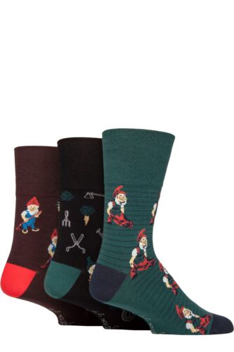 Mens 3 Pair Gentle Grip RHS Royal Horticultural Society Patterned Cotton Socks