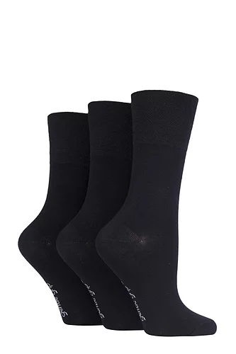 Women's 3 Pair Gentle Grip Plain Bamboo Socks